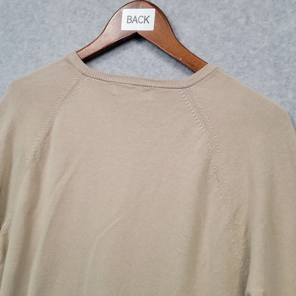 FACONNABLE Men's Linen Cotton Crewneck Sweater Sz L Preppy Quiet Luxury Beige